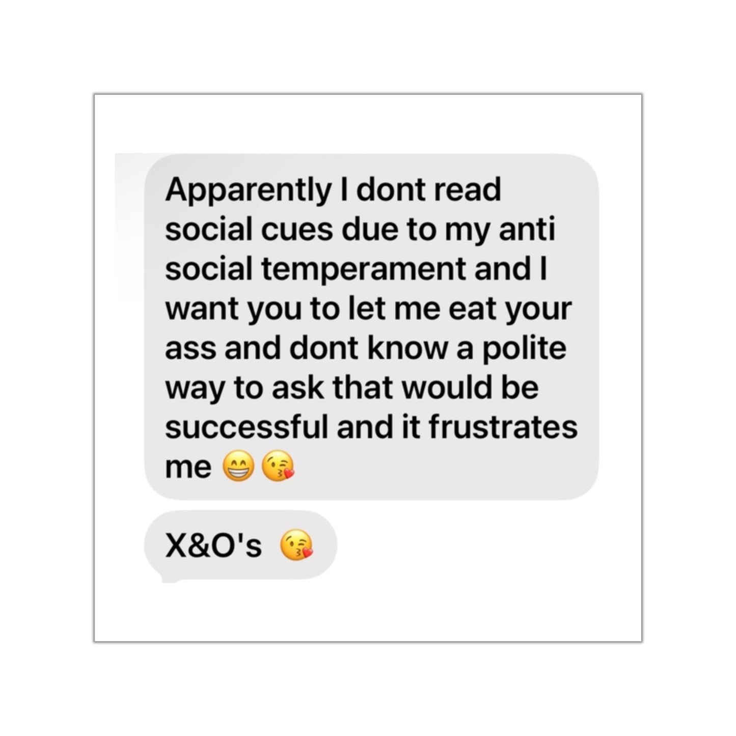 Square Sticker — Text Message Quote “Apparently I don’t read social cues…”